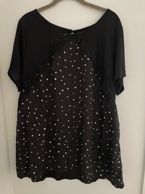 Worthington Black Polka Dot Short Sleeve Blouse